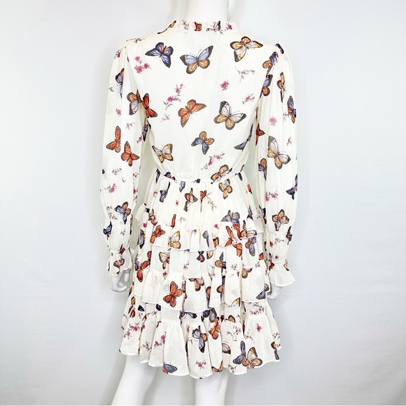 Jessakae Ivory Butterfly Ruffle Dress Size XS Long Sleeve Playful Party Girly - Picture 5 of 9